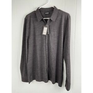 NAADAM Mens Ultralight Wool Blend Button Up Shirt Smoke‎ Grey Large ME02217 NWT